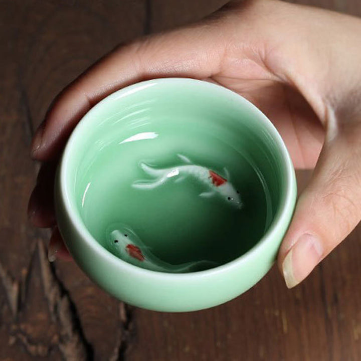Buddha Stones Koi Fish colorato Tazza da tè in ceramica Kung Fu Tazza da tè Ciotola - image 18