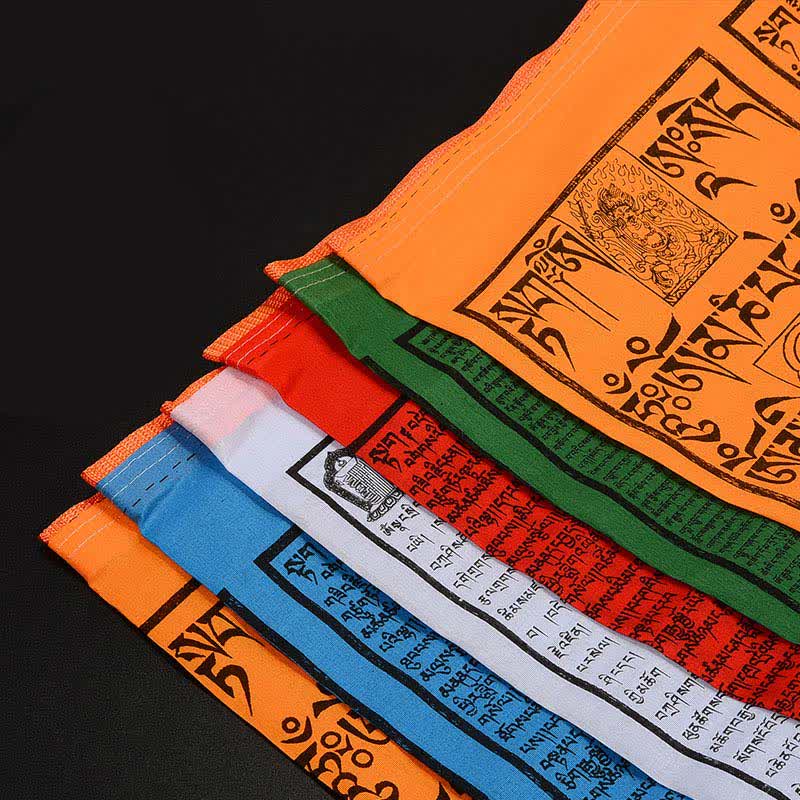 Buddha Stones Bandiere di preghiera tibetane a 5 colori con cavallo a vento, portafortuna per esterni, 25 pezzi - image 17