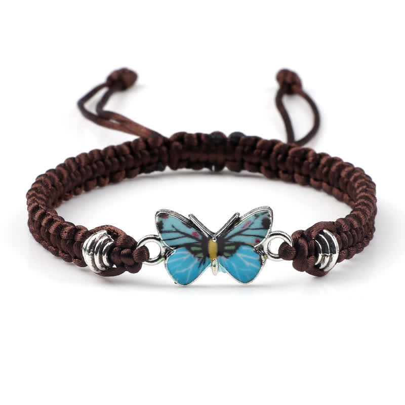 Braccialetto con ciondolo a forma di corda con farfalla Buddha Stones, libertà e amore
