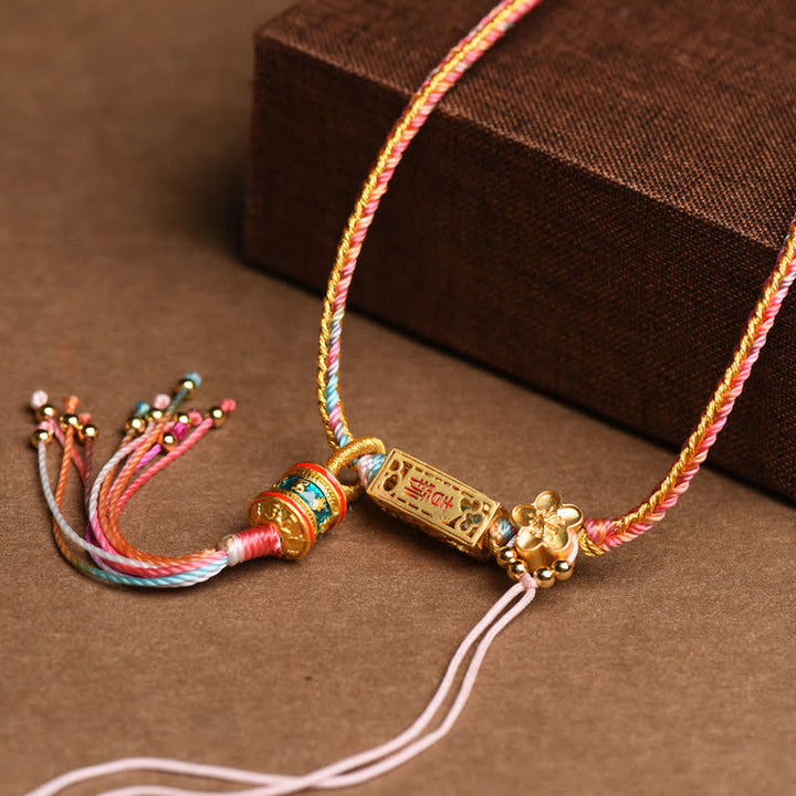 Collana con ciondolo in rame colorato con Buddha Stones e corda di ricchezza - image 3