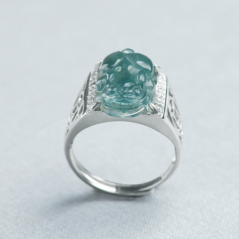 Anello di fortuna in argento sterling 925 Buddha Stones, Fengshui, ricchezza, prosperità, giada PiXiu - image 6