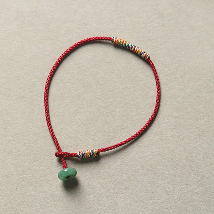 Braccialetto di corda intrecciata con protezione dalla fortuna in avventurina verde tibetana fatta a mano Buddha Stones