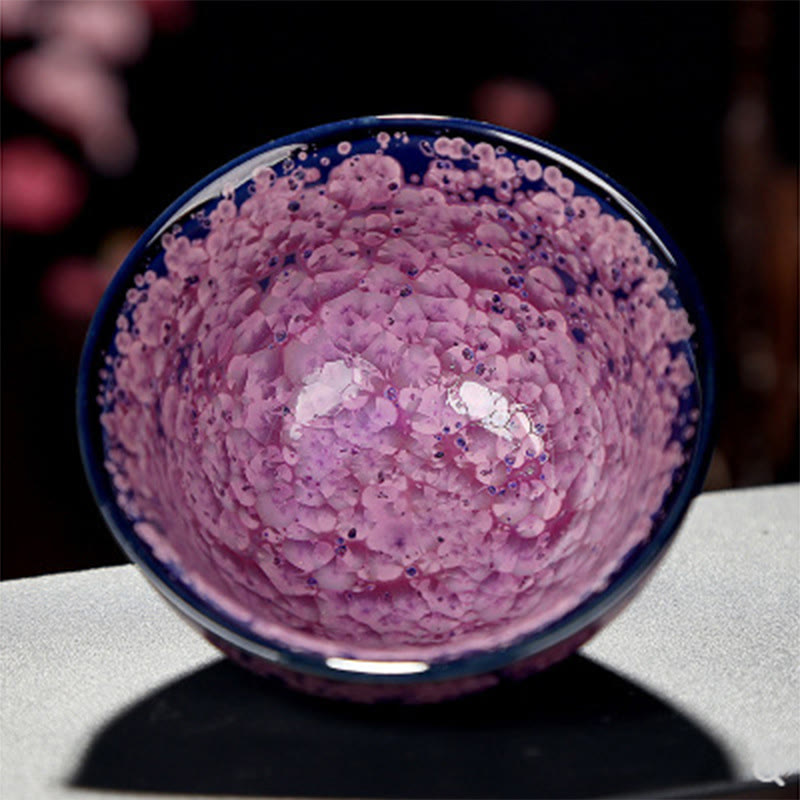 Buddha Stones Fiori di Iris Colorati Forno Cinese Jianzhan Cambiamento Tazza da Tè in Porcellana Tazza da Tè Tenmoku Kung Fu