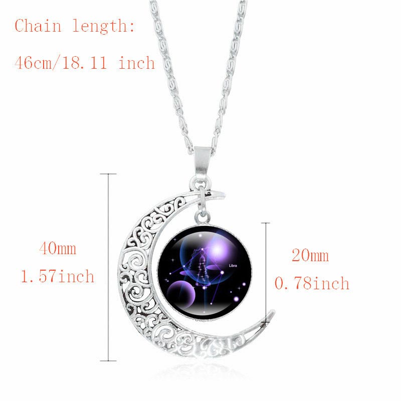 Buddha Stones Collana con ciondolo a catena con 12 costellazioni dello zodiaco e protezione della luna - image 15