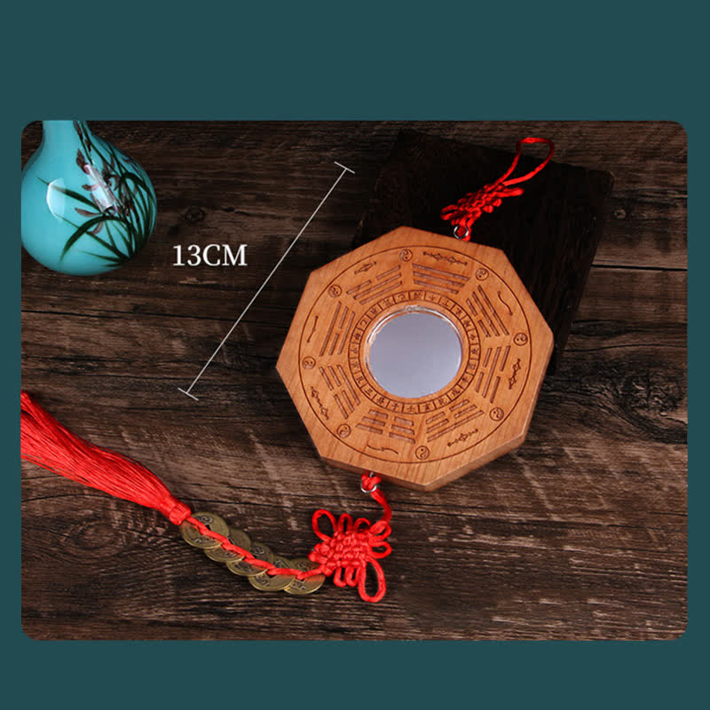 Mappa Feng Shui Bagua Legno di pesco Cinque monete imperatore Bilancia cinese Nodo Mappa energetica Specchio - image 9