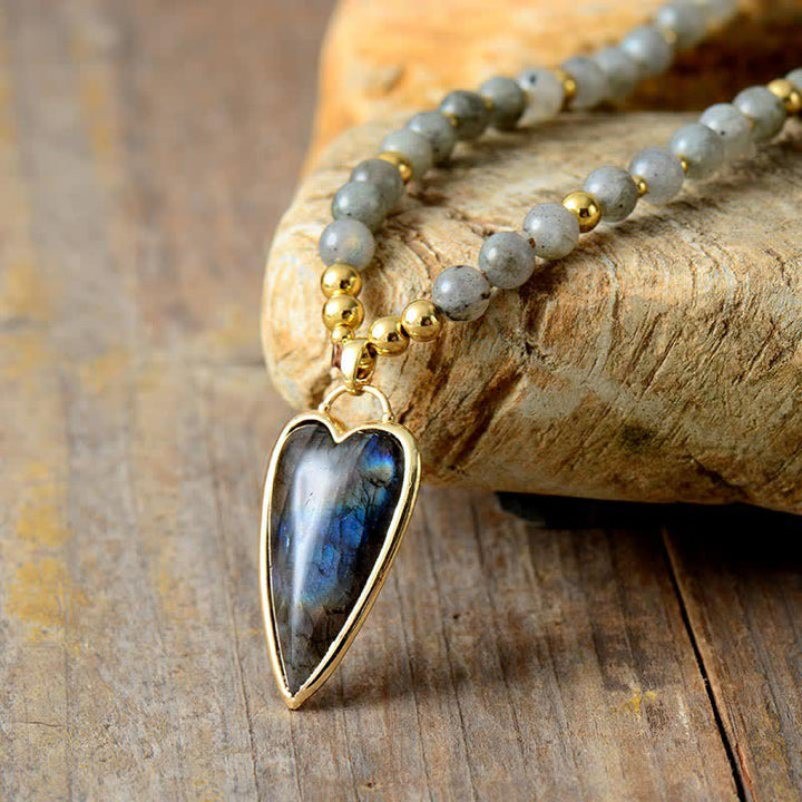 Buddha Stones Labradorite Supporto Guarigione Collana di Perline Ciondolo - image 1