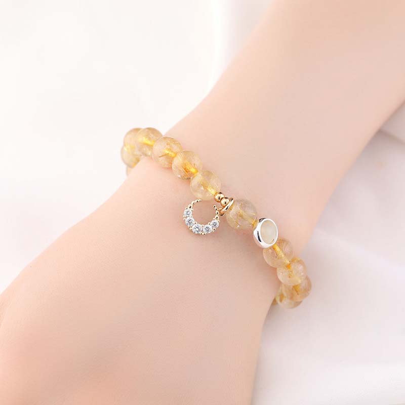 Bracciale con ciondolo lunare e protezione dalla fortuna in citrino