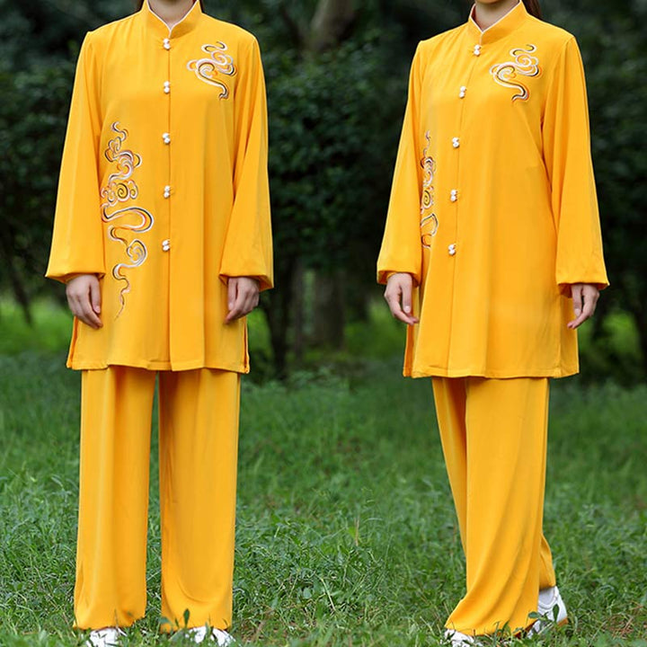 Buddha Stones Nuvole di buon auspicio Ricamo Meditazione Preghiera Spirituale Zen Tai Chi Qigong Pratica Set di abbigliamento unisex - image 9
