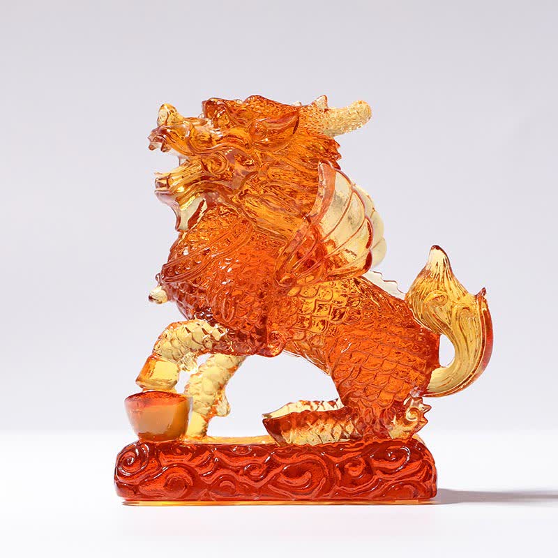 Feng Shui Kirin Fatto a mano Liuli Cristallo Arte Pezzo Fortuna Casa Ufficio Decorazione - image 11