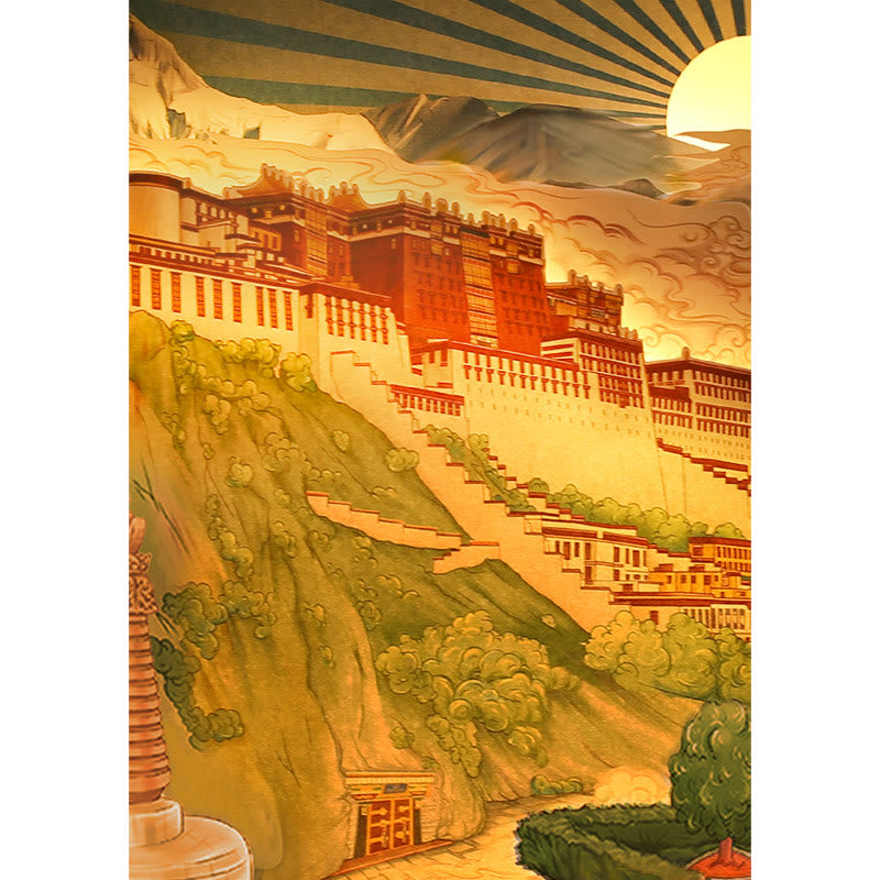 Lampada da tavolo a LED creativa con luci notturne in carta intagliata a LED del palazzo del Potala del Tibet - image 7