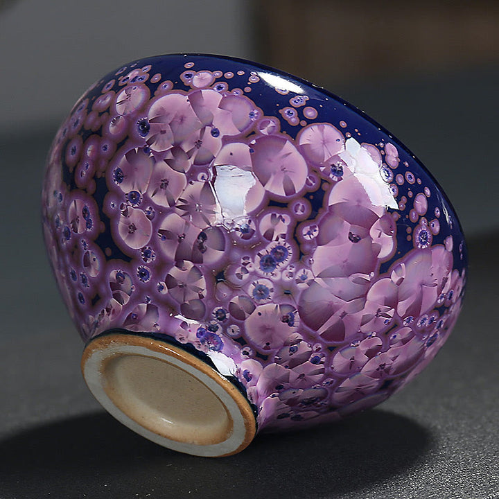 Buddha Stones Fiori di Iris Colorati Forno Cinese Jianzhan Cambiamento Tazza da Tè in Porcellana Tazza da Tè Tenmoku Kung Fu