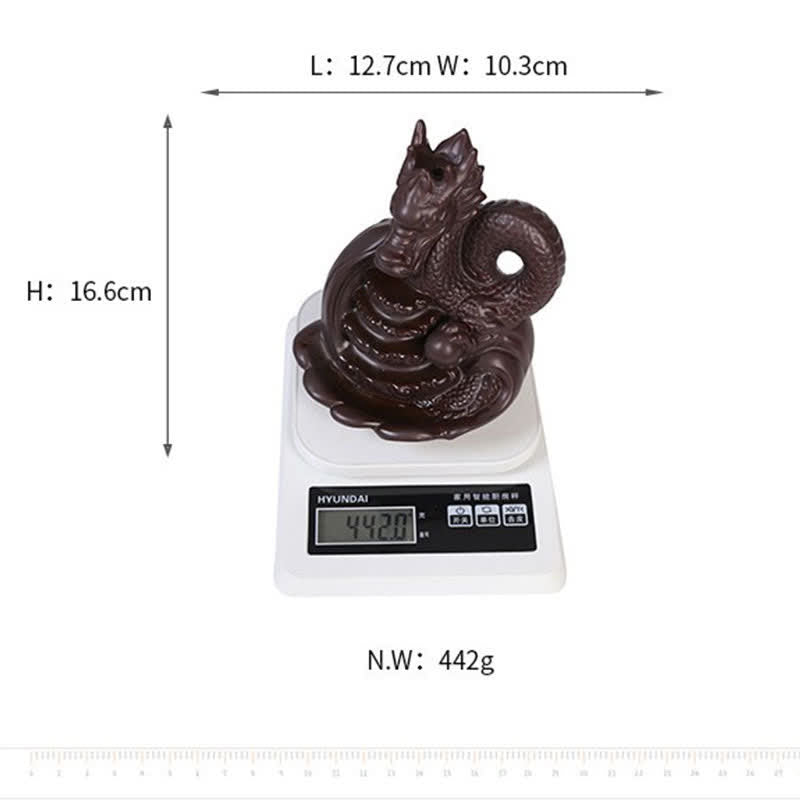Decorazione bruciatore di incenso in ceramica con motivo a drago
