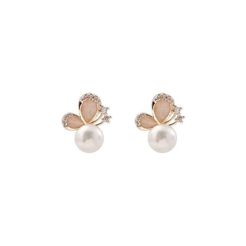 Orecchini a Buddha Stones placcati oro 18k con perle e farfalle, amore e libertà - image 10