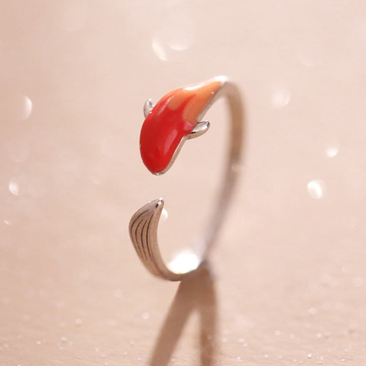 Buddha Stones Koi Fish Rame Equilibrio Fortuna Anello Regolabile