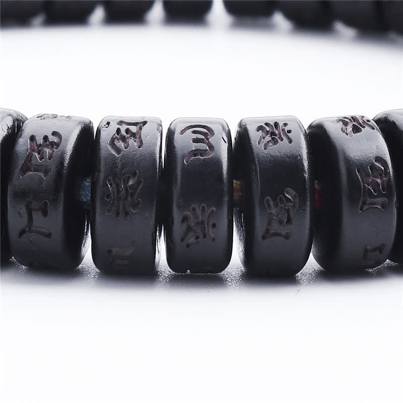 Buddha Stones Perline di guscio di cocco tibetano Braccialetto della felicità con mantra Om Mani Padme Hum inciso - image 6