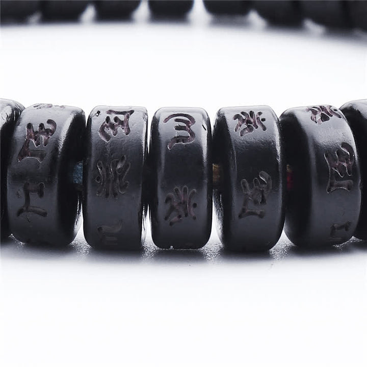 Buddha Stones Perline di guscio di cocco tibetano Braccialetto della felicità con mantra Om Mani Padme Hum inciso - image 6