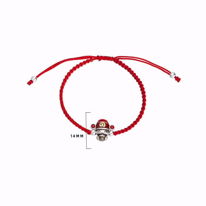 Braccialetto intrecciato con Buddha Stones, dio della ricchezza, fatto a mano, con filo, fortuna e forza