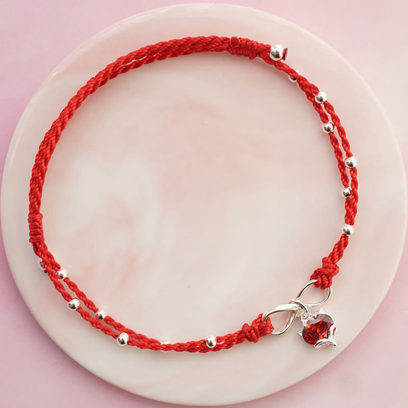 Cavigliera intrecciata con Buddha Stones, simbolo dell'amore, cuore e infinito