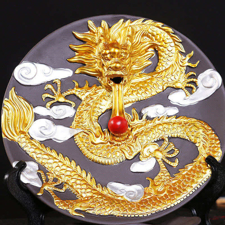 Bruciatore di incenso per meditazione con fontana di fumo a riflusso in ceramica Dragon