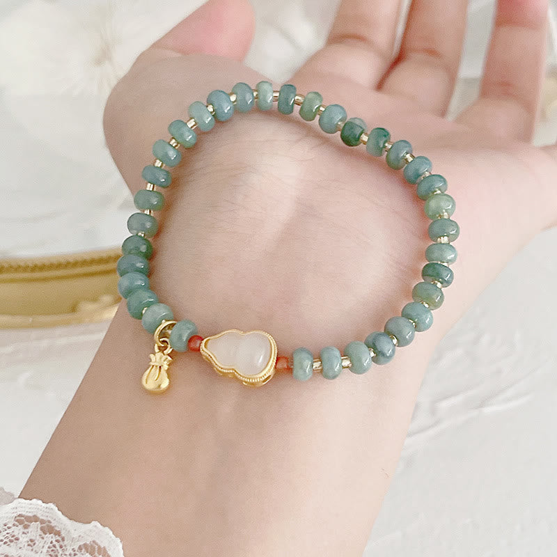 Buddha Stones, giada naturale di Hetian, perle, fibbia della pace, carattere Fu, zucca, borsa dei soldi, quarzo fragola, braccialetto della fortuna PiXiu