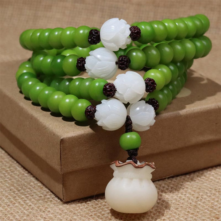 Buddha Stones Natural Bodhi Seed 108 Perline Mala Braccialetto della Saggezza