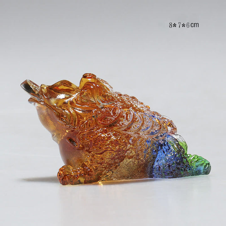 Rana Feng Shui fatta a mano in cristallo Liuli, pezzo d'arte, ricchezza, decorazione per la casa e l'ufficio - 8*7*6 cm - image 1