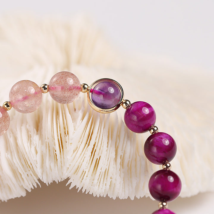 Braccialetto Buddha Stones Natural Strawberry Quartz Pixiu Love