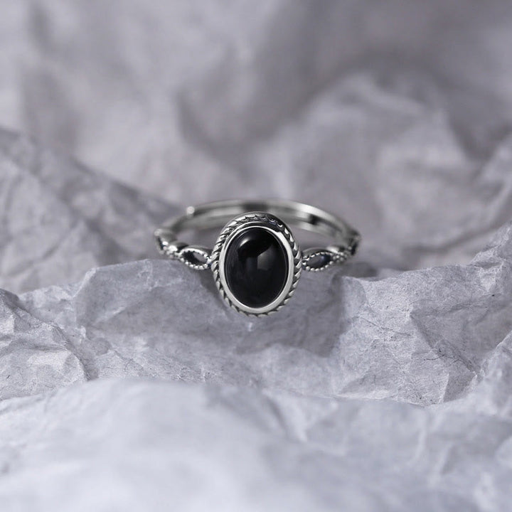 Anello della fortuna in onice nero in argento sterling 925 Buddha Stones - image 4