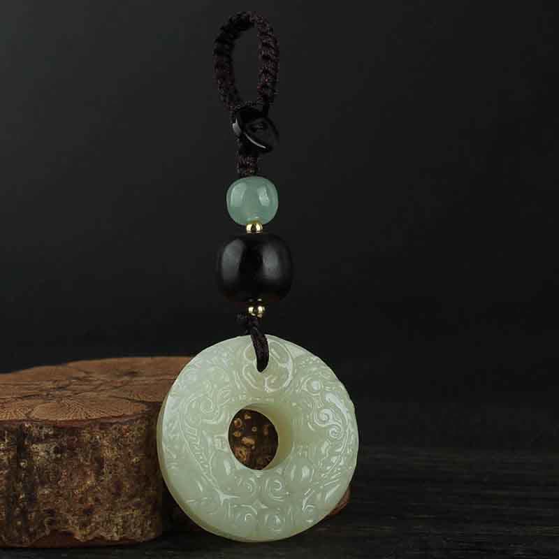 Buddha Stones PiXiu Jade Peace Buckle Abbondanza Ricchezza Portachiavi
