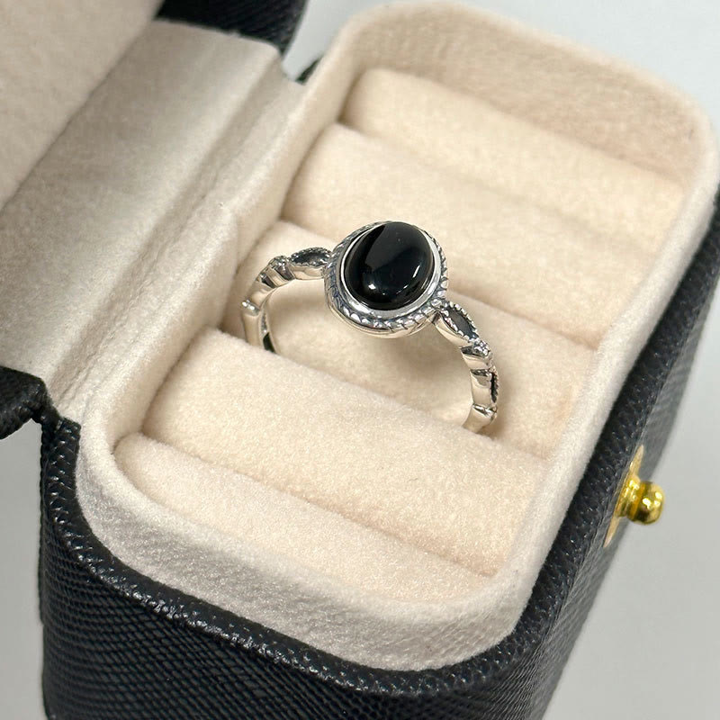 Anello della fortuna in onice nero in argento sterling 925 Buddha Stones - image 8
