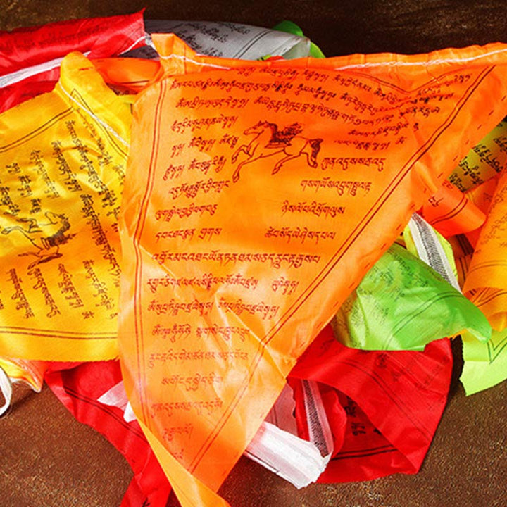 Bandiere di preghiera triangolari tibetane per esterni, 25 pezzi, per decorazione. - image 15
