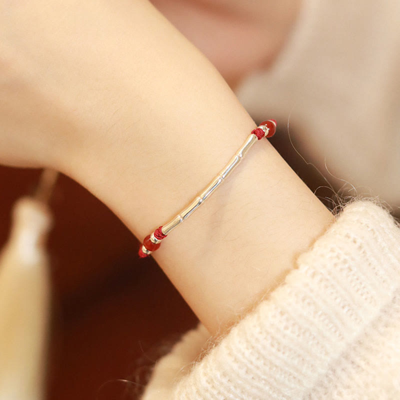 Braccialetto intrecciato con perline di protezione in argento sterling 925 Buddha Stones, agata bianca e agata rossa - image 8