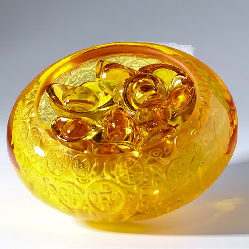 Ciotola del tesoro di cristallo Liuli fatta a mano, lingotti, pezzo d'arte, decorazione per la casa - image 15