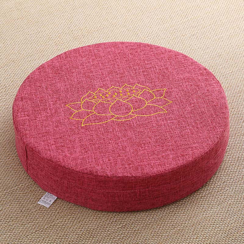 Cuscino per seduta da meditazione in cotone e lino con ricamo di loto Buddha Stones