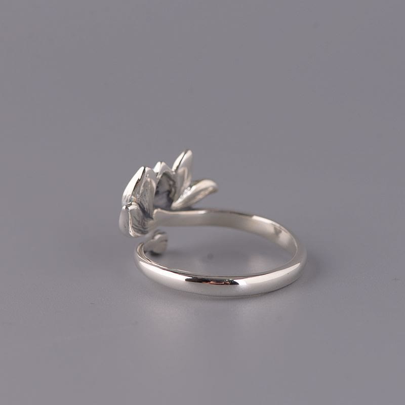 Anello regolabile Buddha Stones 925 Sterling Silver Lotus Flower New Beginning - image 3