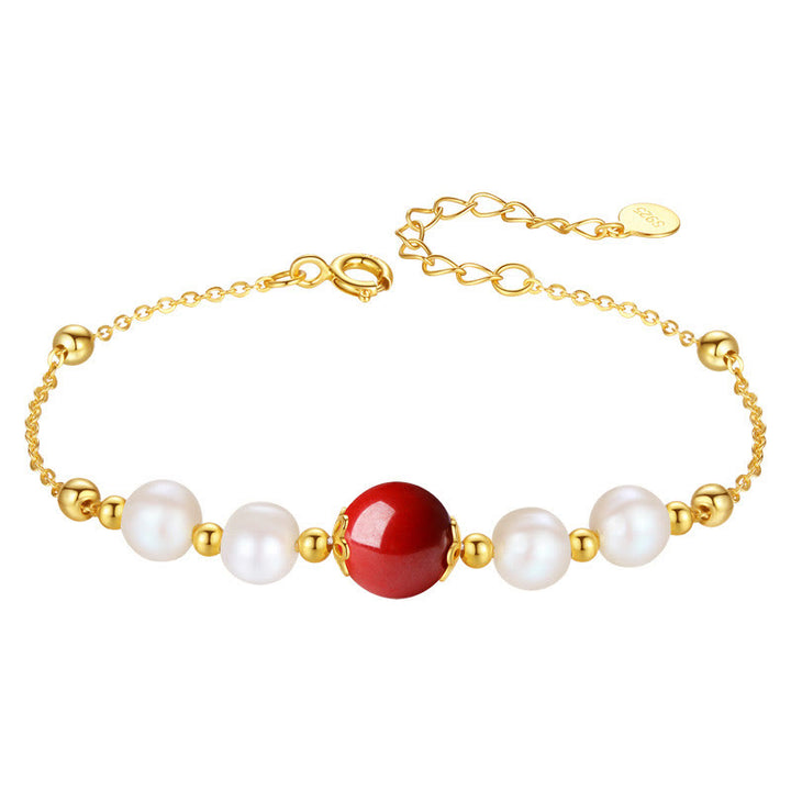 Bracciale a catena con perle curative in argento sterling 925 e cinabro Buddha Stones - image 10