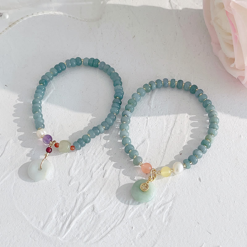Buddha Stones, giada naturale di Hetian, perle, fibbia della pace, carattere Fu, zucca, borsa dei soldi, quarzo fragola, braccialetto della fortuna PiXiu
