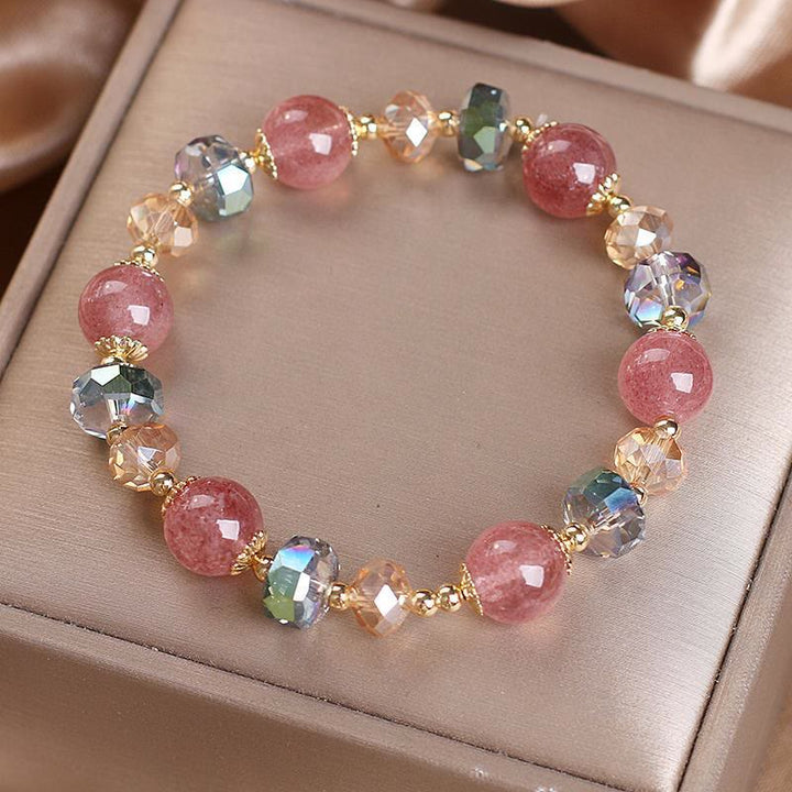 Braccialetto positivo in cristallo colorato di quarzo fragola naturale Buddha Stones
