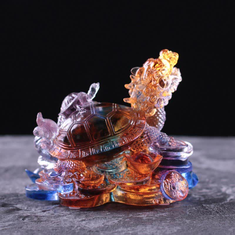 Buddha Stones Feng Shui Drago Tartaruga Monete Fatto a Mano Cristallo Liuli Fortuna Pezzo d'Arte Decorazione per Casa Ufficio - image 8