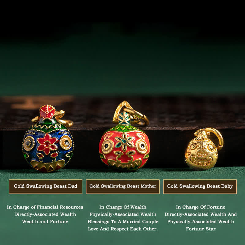 Braccialetto intrecciato con nodo di guarigione della famiglia della bestia che ingoia Buddha Stones fatto a mano in oro