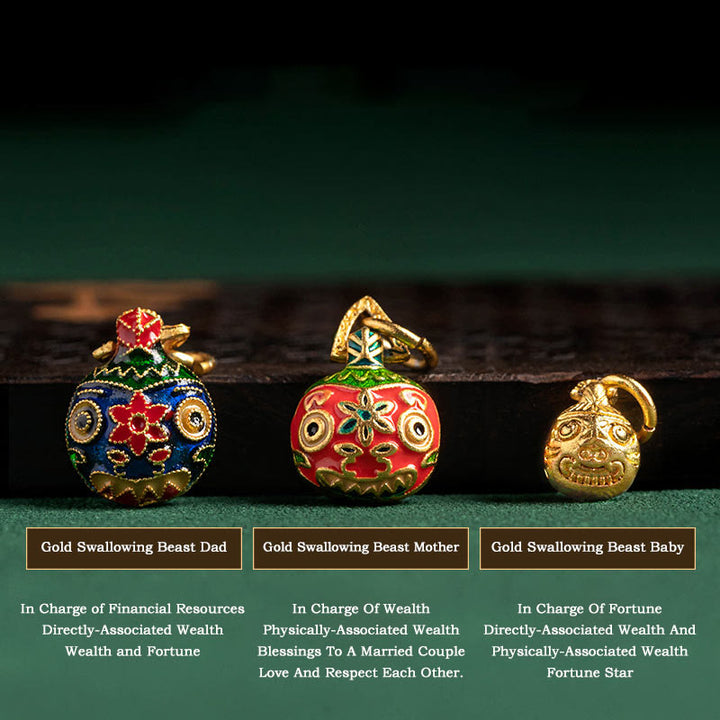 Buddha Stones Caramella Colorata Agata Oro Deglutizione Bestia Famiglia Pesca Armonia Braccialetto con Ciondolo