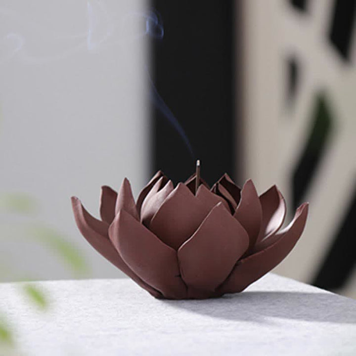 Buddha Stones Tibetano Lotus Pace Positiva Bruciatore di Incenso Decorazione
