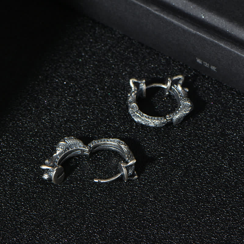 Orecchini di protezione con motivo a cerchio di drago in argento sterling 925 Buddha Stones - image 6