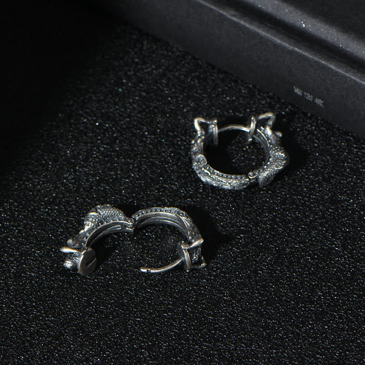 Orecchini di protezione con motivo a cerchio di drago in argento sterling 925 Buddha Stones - image 6