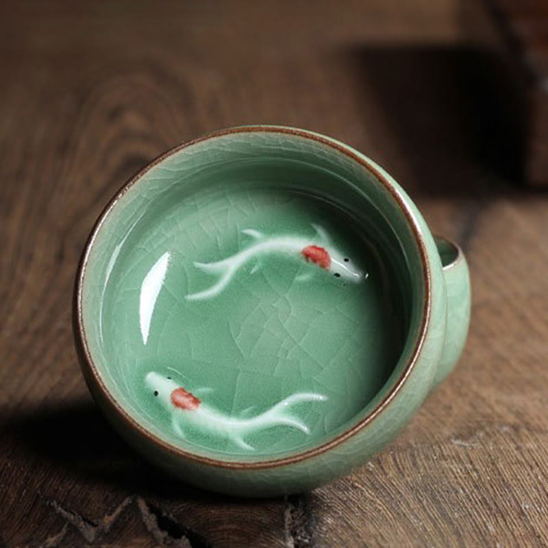 Buddha Stones Koi Fish colorato Tazza da tè in ceramica Kung Fu Tazza da tè Ciotola - image 24