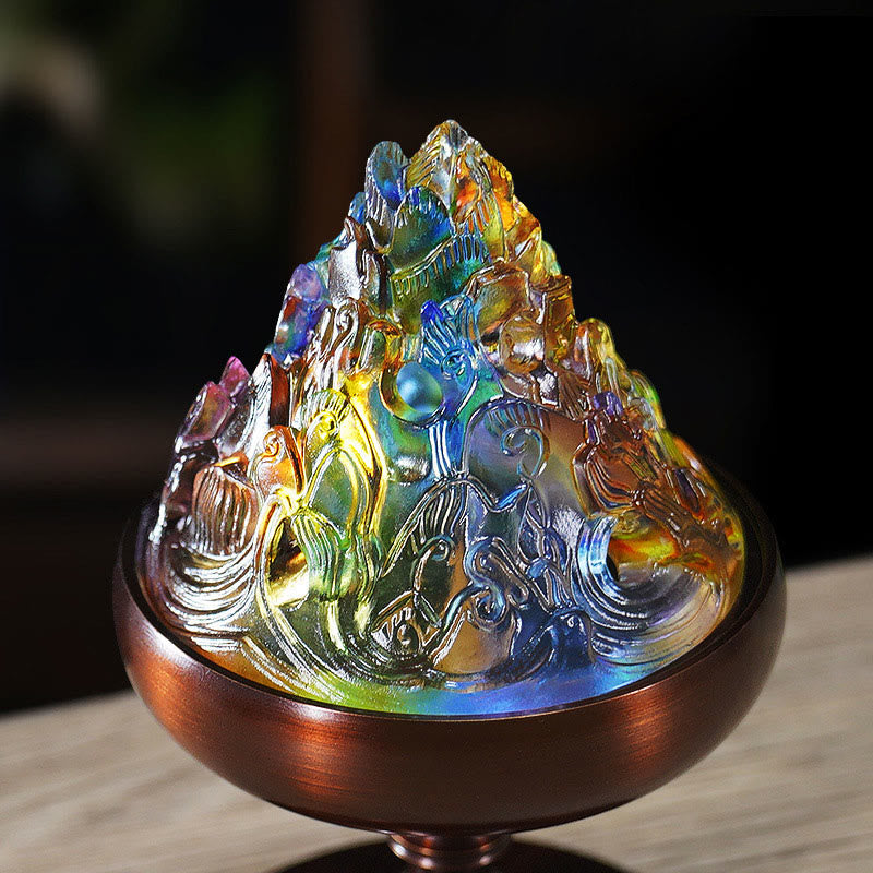 Bruciatore di incenso per meditazione curativa Liuli Crystal Mountain