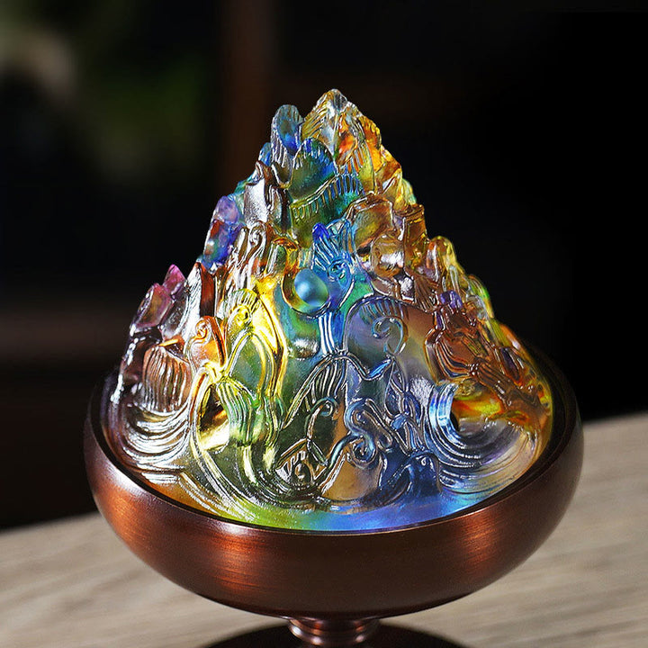 Bruciatore di incenso per meditazione curativa Liuli Crystal Mountain