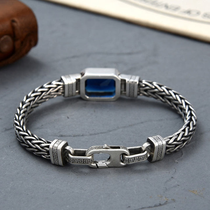 Bracciale con fibbia per la ricchezza e guarigione con chiglia di drago in acrilico blu retrò Buddha Stones