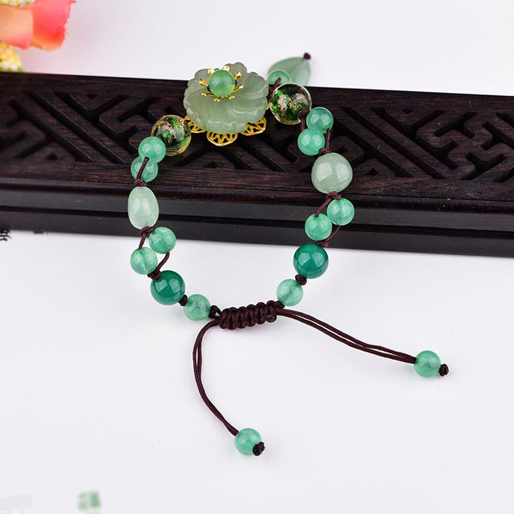 Braccialetto con fiori pendenti in giada verde naturale Buddha Stones Luck - image 9