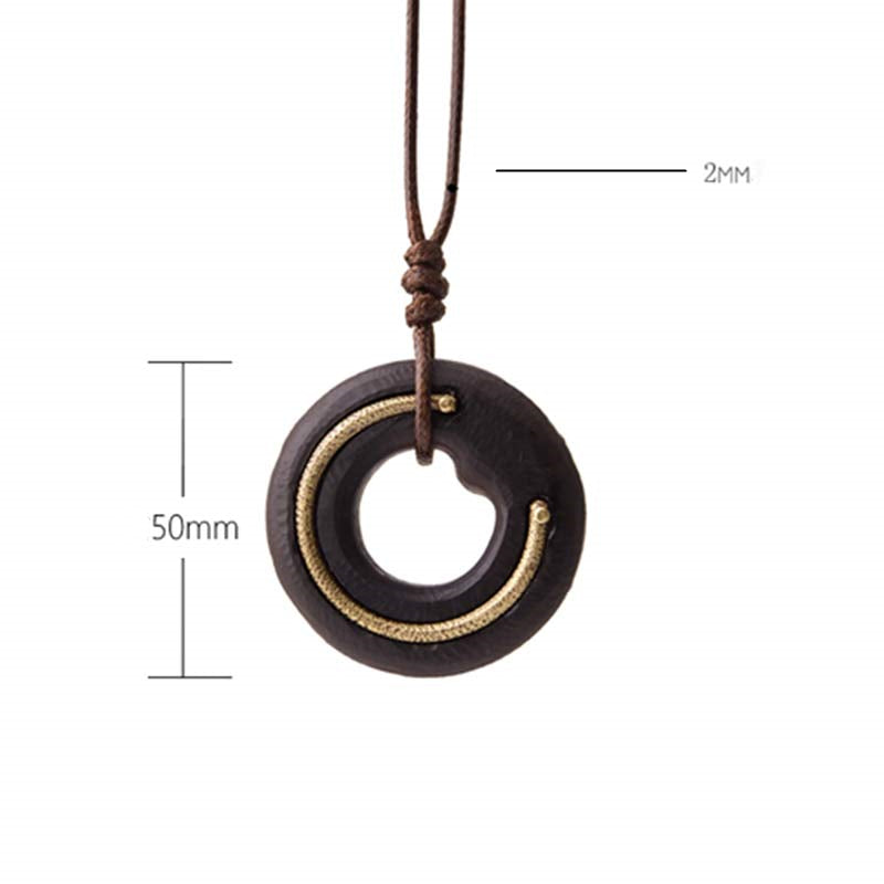 Collana con ciondolo in legno di ebano, cerchio zen, Buddha Stones , pace e calma - image 16